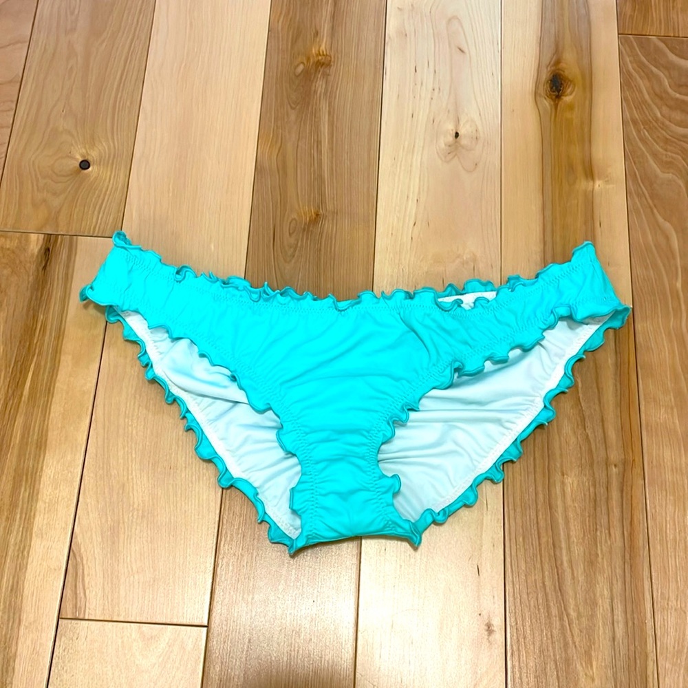Victoria secret blue The Ruffle Cheeky bikini bottom. Small NWT